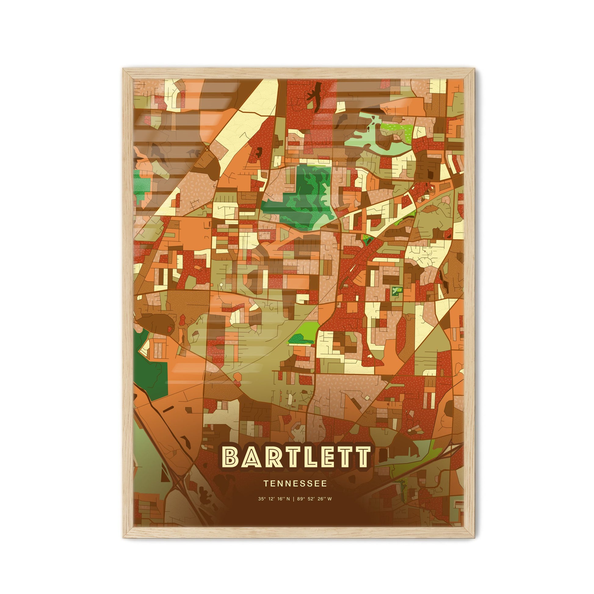 Colorful Bartlett Tennessee Fine Art Map Farmhouse