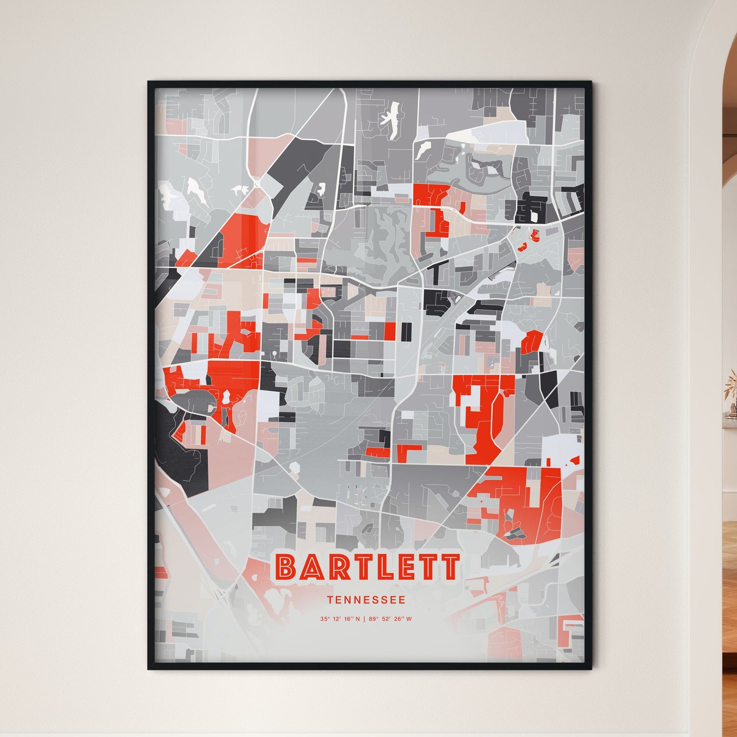 Colorful Bartlett Tennessee Fine Art Map Modern Expressive