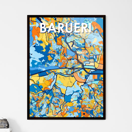 BARUERI BRAZIL Vibrant Colorful Art Map Poster Blue Orange