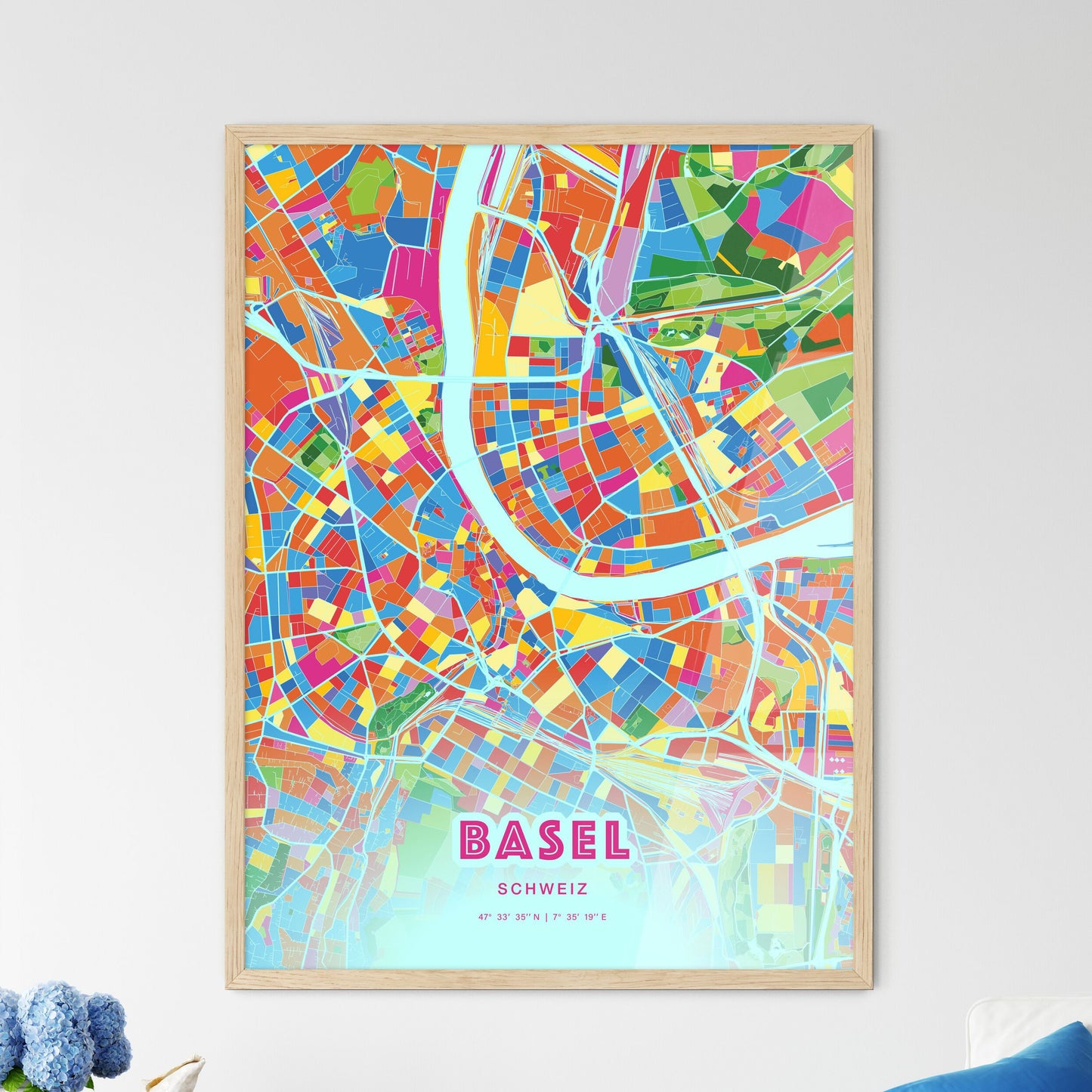 Colorful Basel Switzerland Fine Art Map Crazy Colors