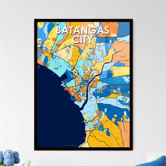 BATANGAS CITY PHILIPPINES Vibrant Colorful Art Map Poster Blue Orange