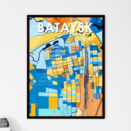 BATAYSK RUSSIA Vibrant Colorful Art Map Poster Blue Orange