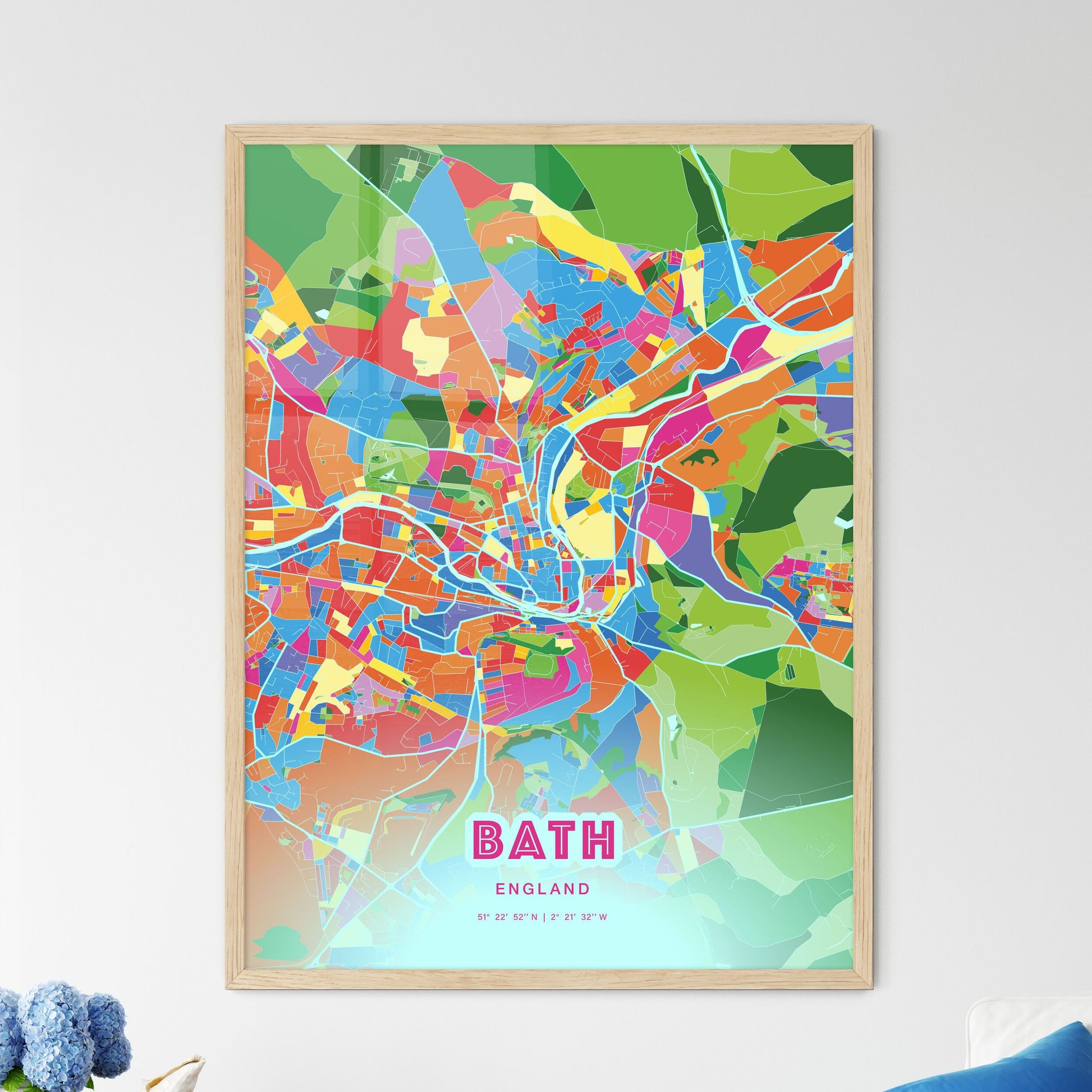 Colorful Bath England Fine Art Map Crazy Colors