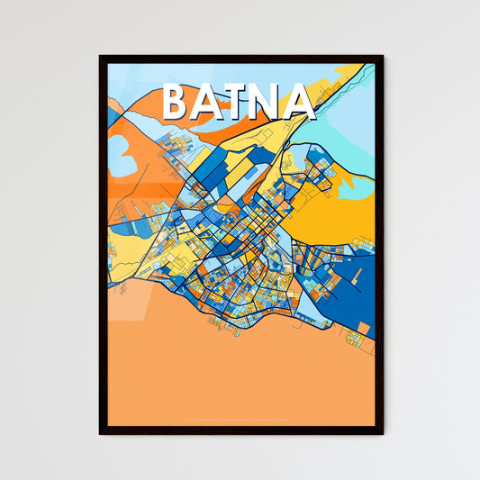 BATNA ALGERIA Vibrant Colorful Art Map Poster Blue Orange