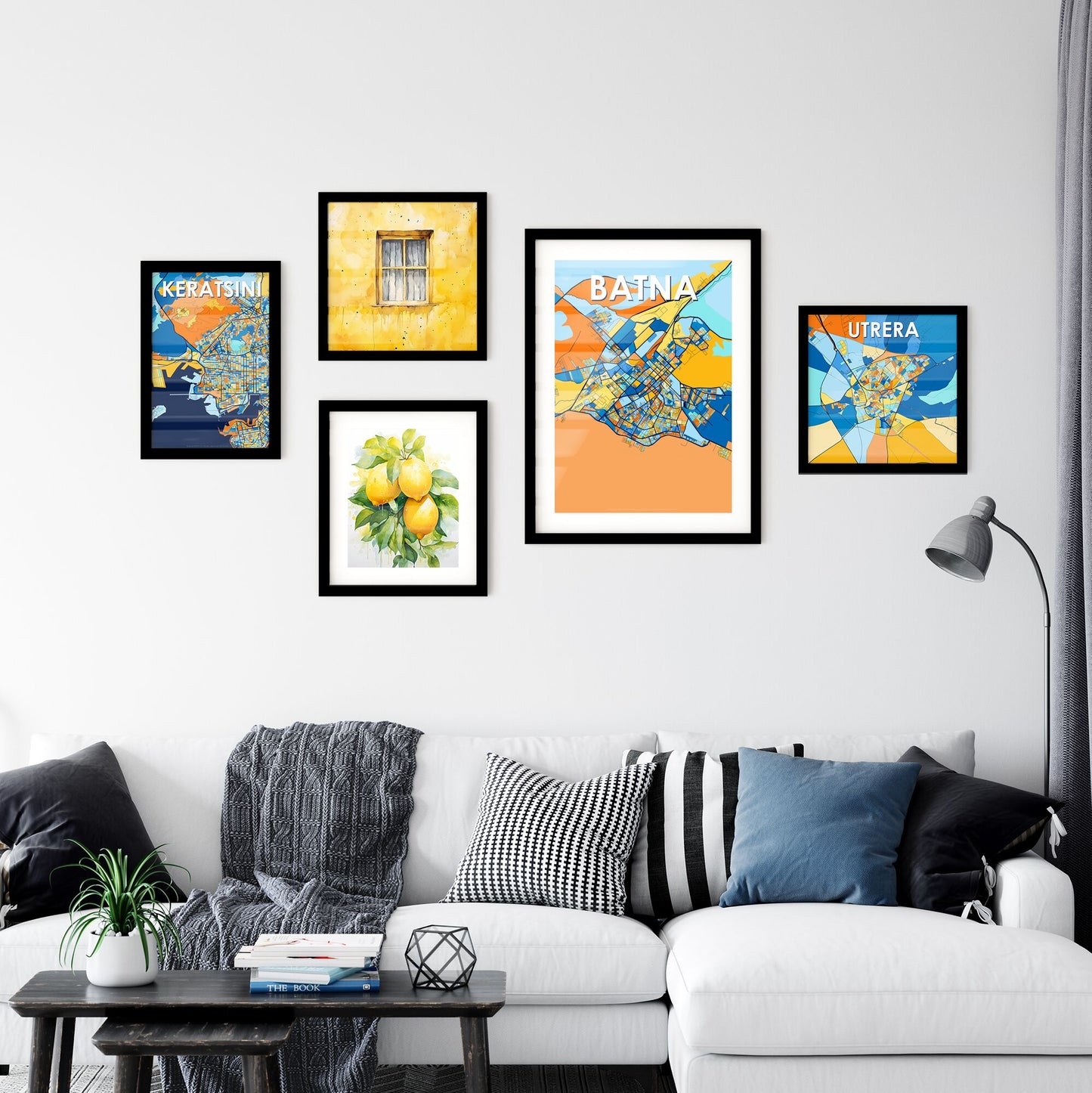 BATNA ALGERIA Vibrant Colorful Art Map Poster Blue Orange