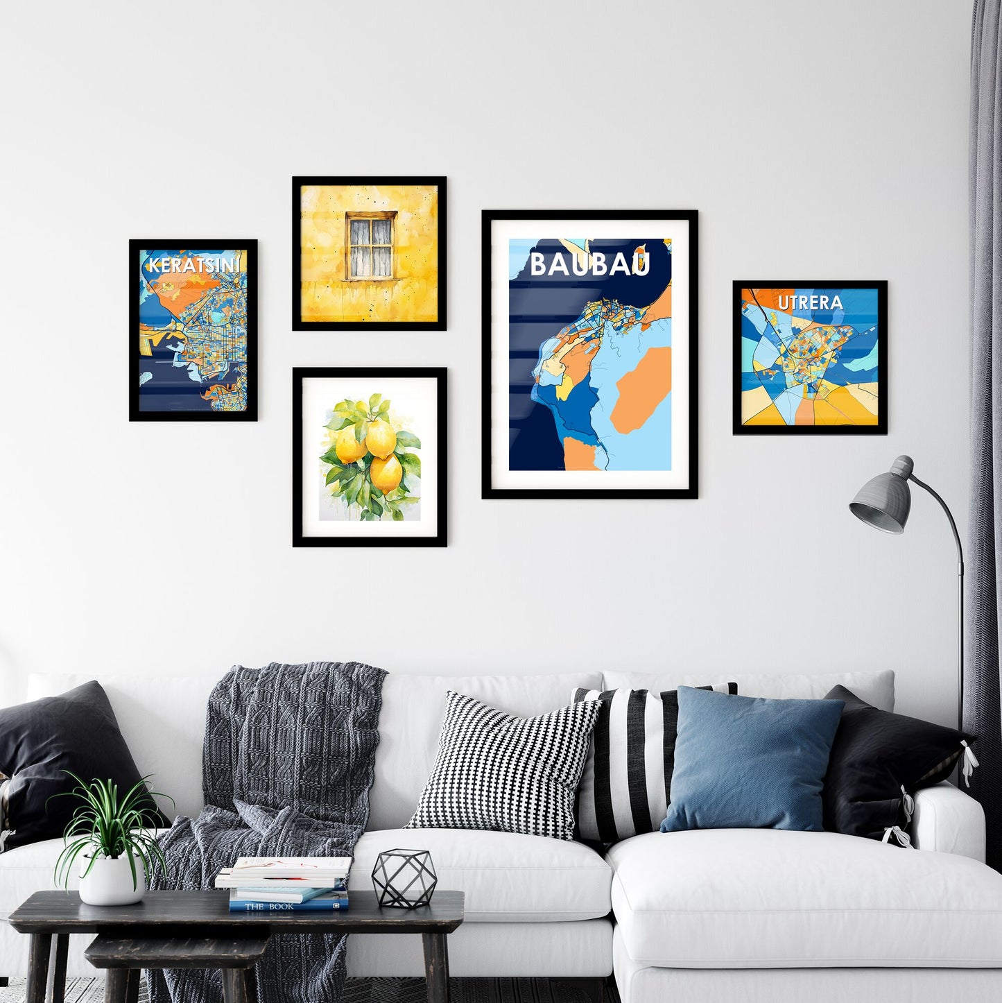 BAUBAU INDONESIA Vibrant Colorful Art Map Poster Blue Orange