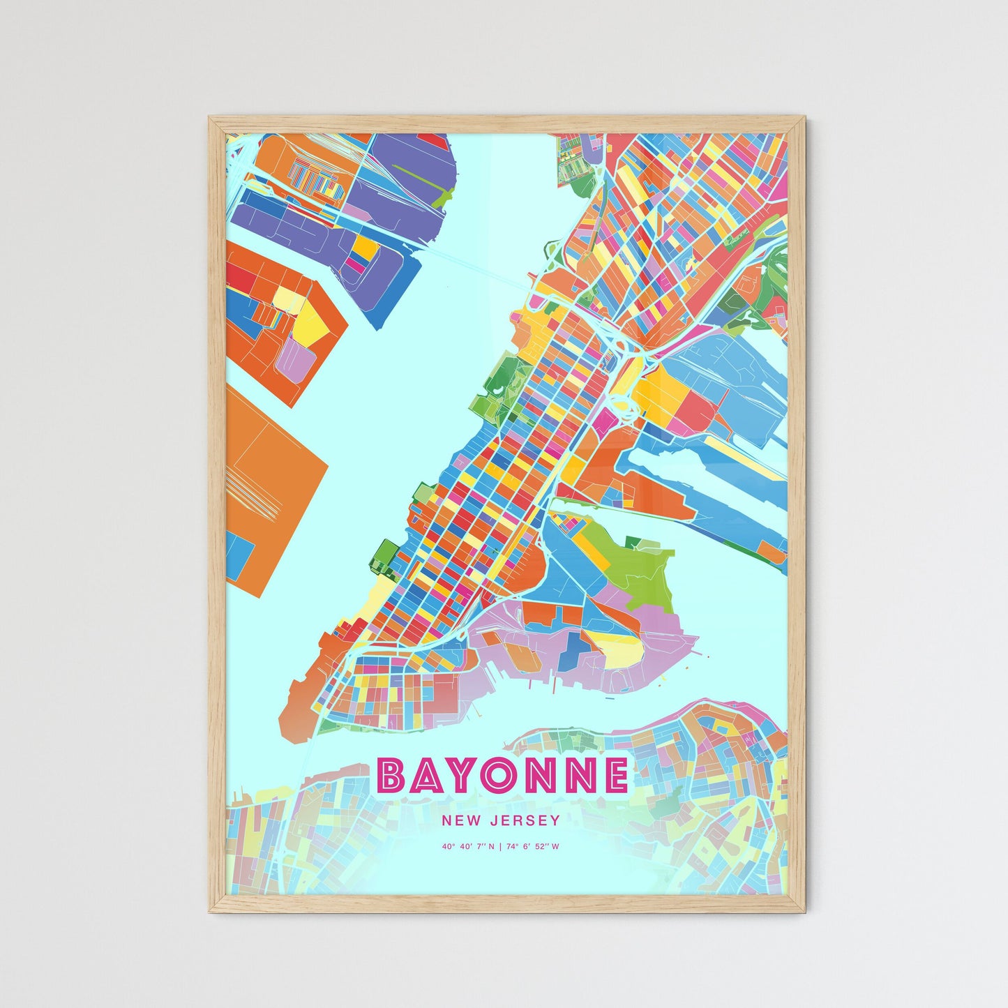 Colorful Bayonne New Jersey Fine Art Map Crazy Colors