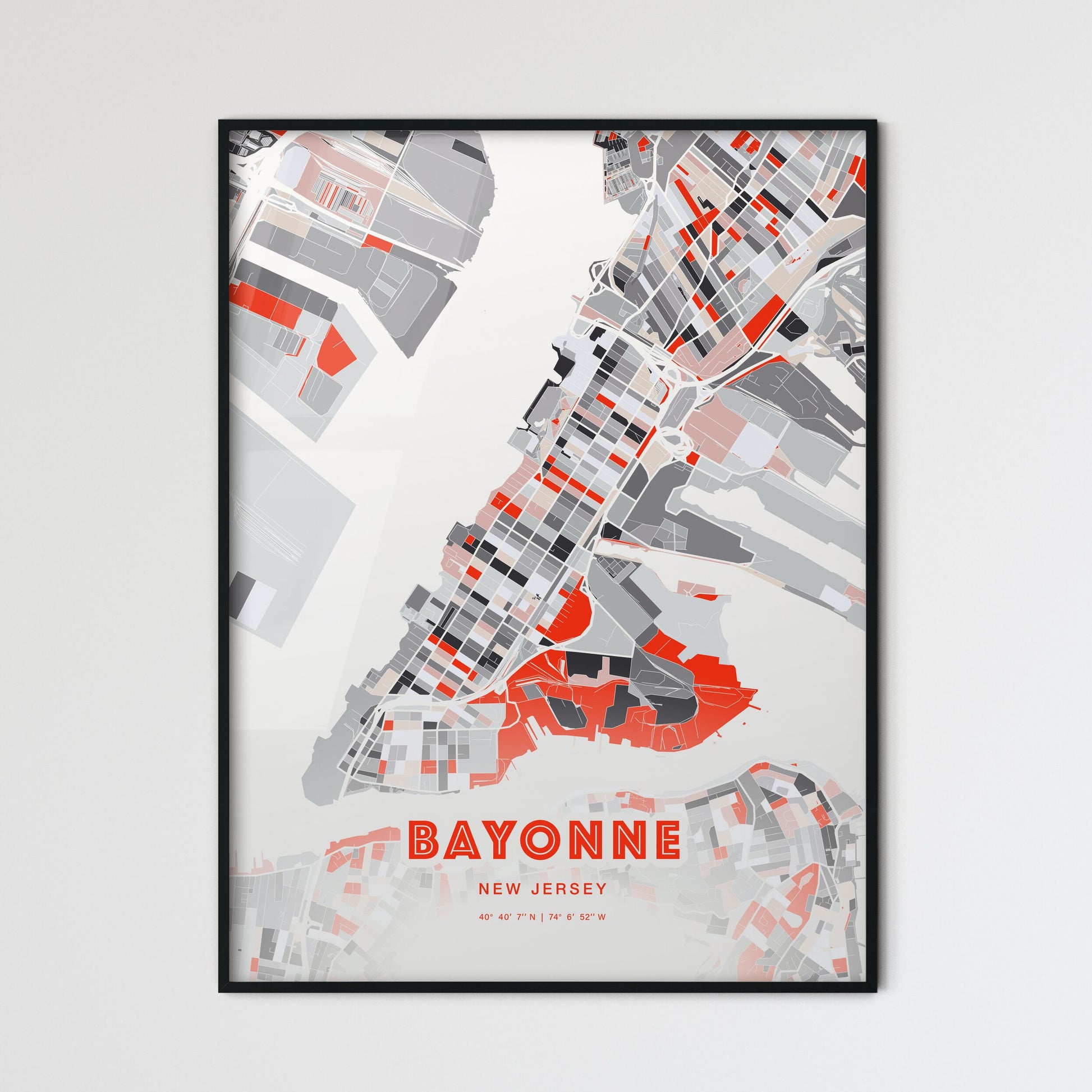 Colorful Bayonne New Jersey Fine Art Map Modern Expressive