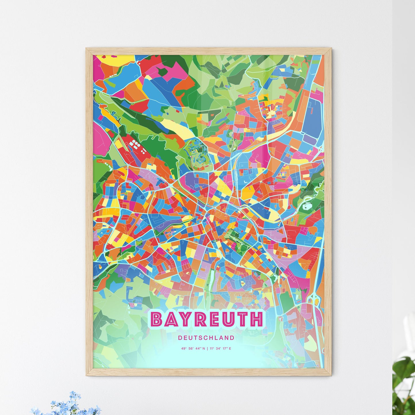Colorful Bayreuth Germany Fine Art Map Crazy Colors