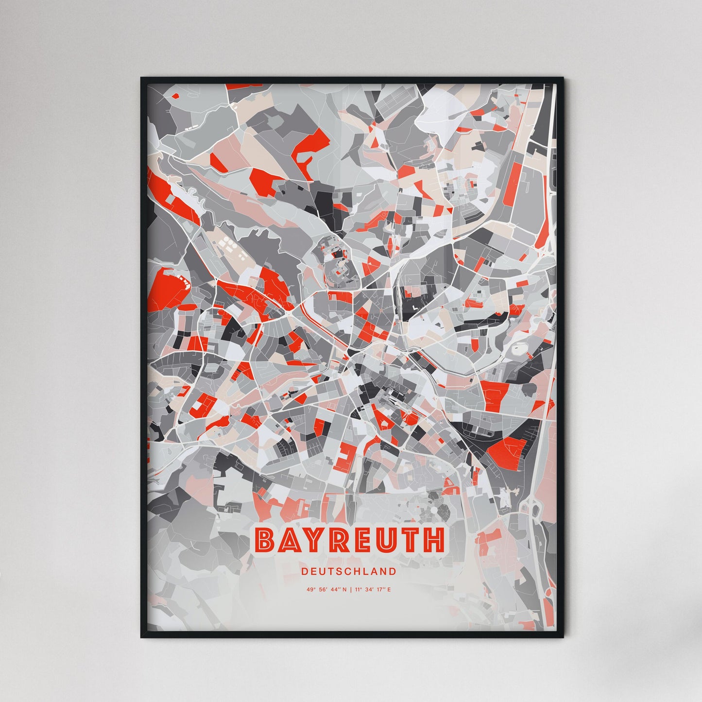 Colorful Bayreuth Germany Fine Art Map Modern Expressive