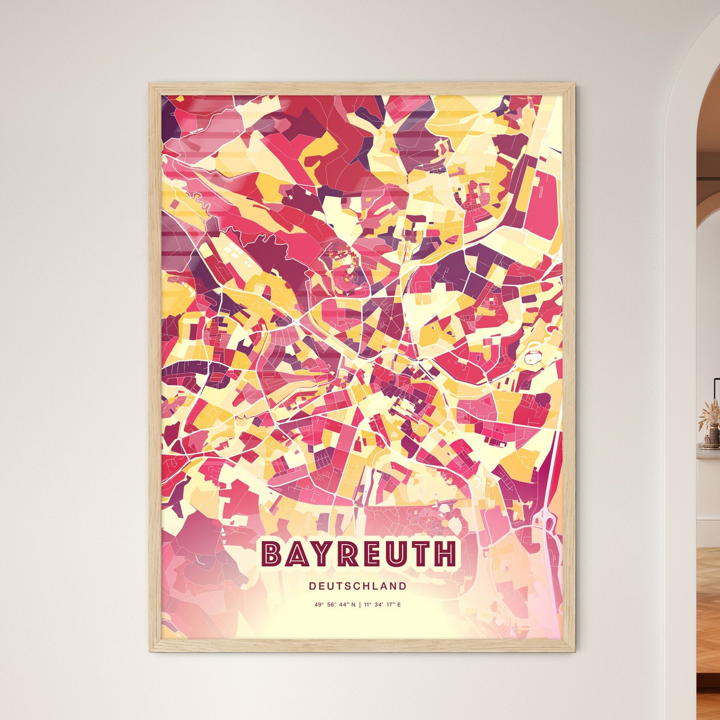 Colorful Bayreuth Germany Fine Art Map Hot Red