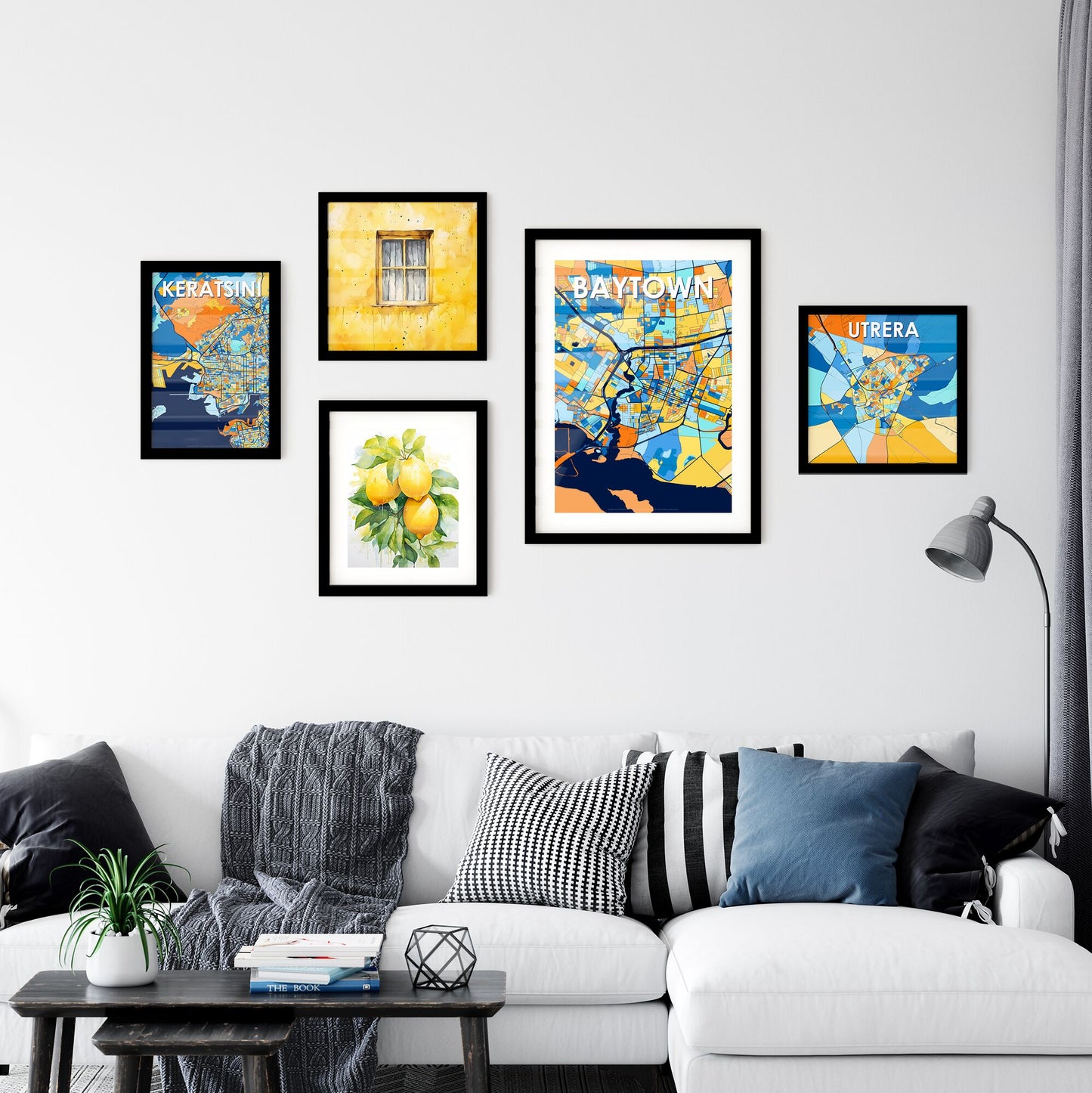 BAYTOWN TEXAS Vibrant Colorful Art Map Poster Blue Orange