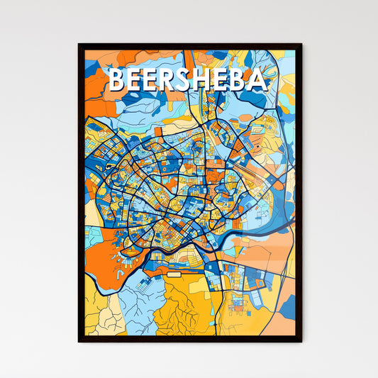 BEERSHEBA ISRAEL Vibrant Colorful Art Map Poster Blue Orange