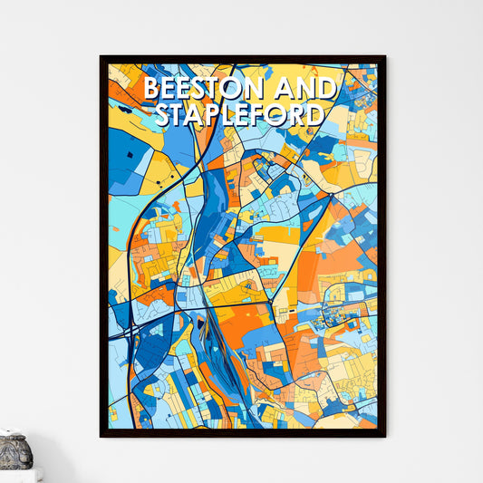 BEESTON AND STAPLEFORD ENGLAND Vibrant Colorful Art Map Poster Blue Orange