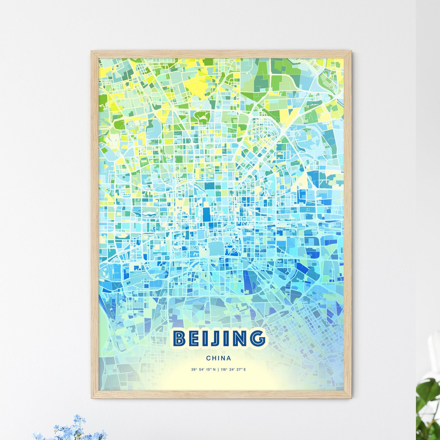 Colorful Beijing China Fine Art Map Cool Blue