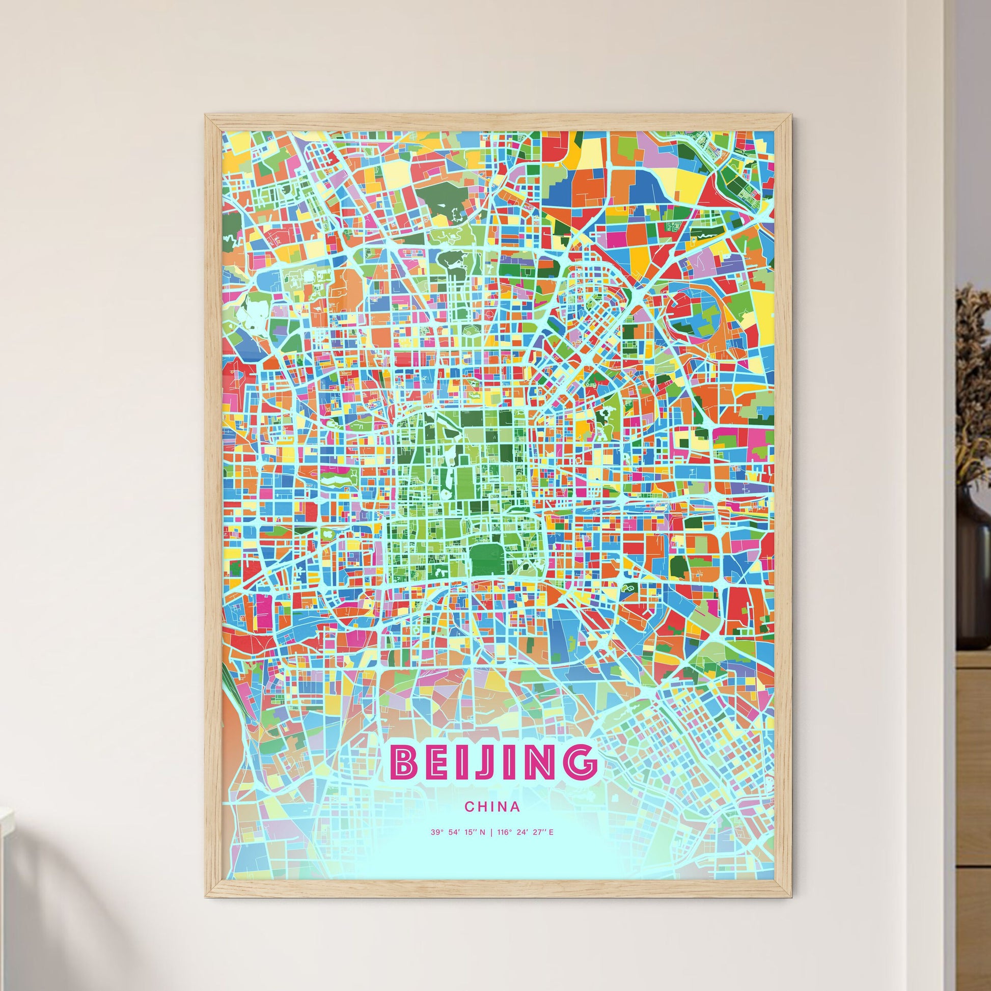 Colorful Beijing China Fine Art Map Crazy Colors