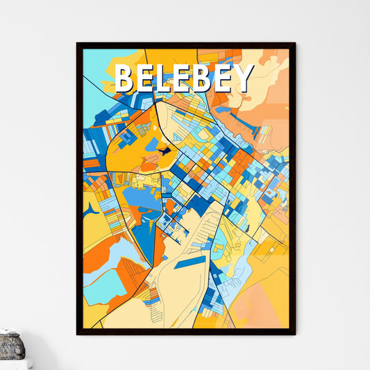 BELEBEY RUSSIA Vibrant Colorful Art Map Poster Blue Orange