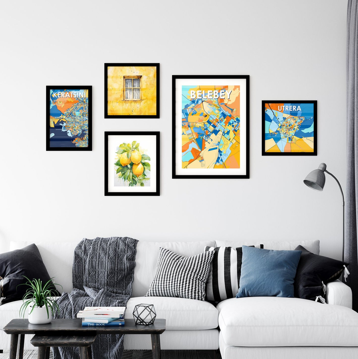 BELEBEY RUSSIA Vibrant Colorful Art Map Poster Blue Orange