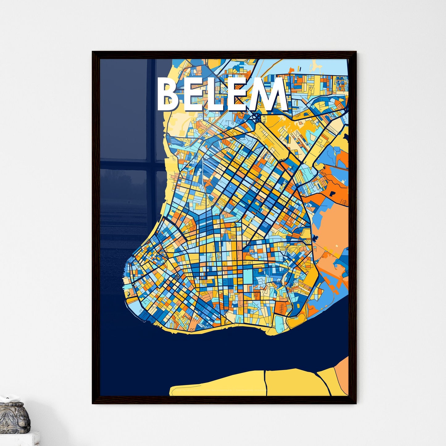 BELEM BRAZIL Vibrant Colorful Art Map Poster Blue Orange