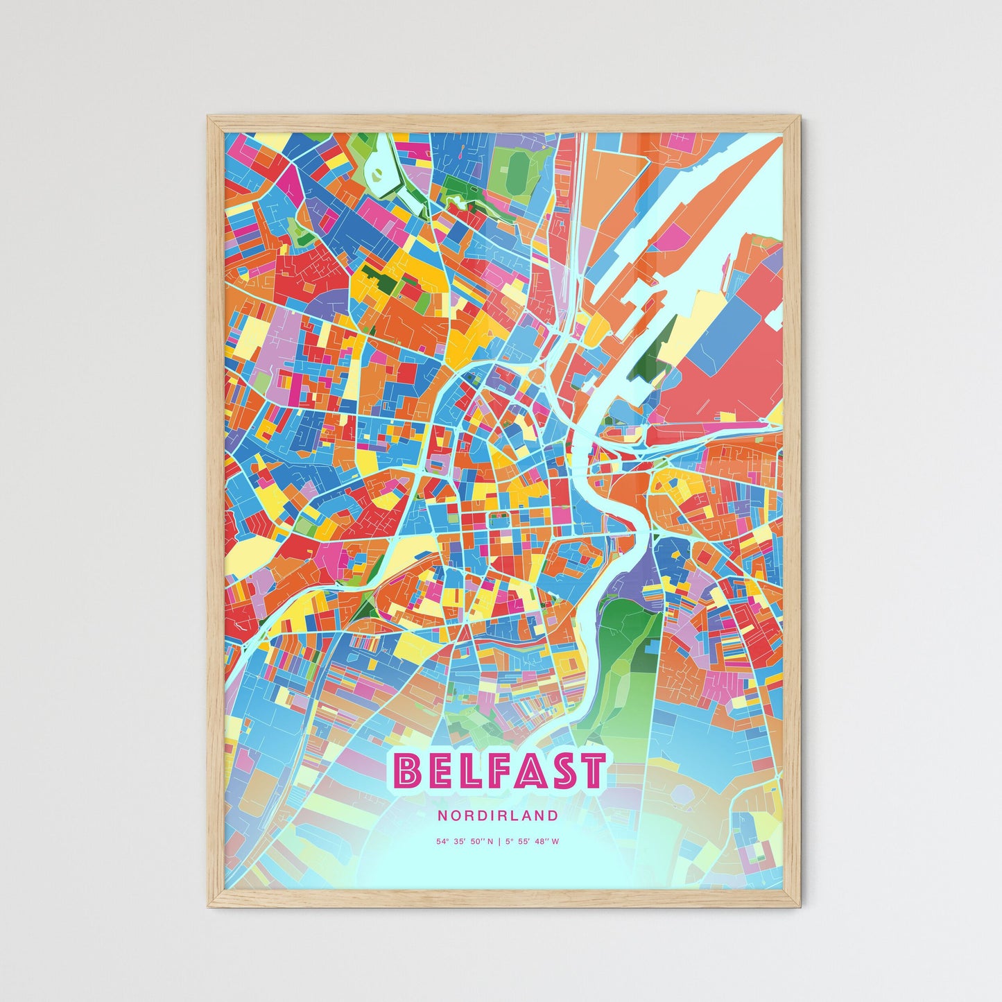 Colorful Belfast Northern Ireland Fine Art Map Crazy Colors