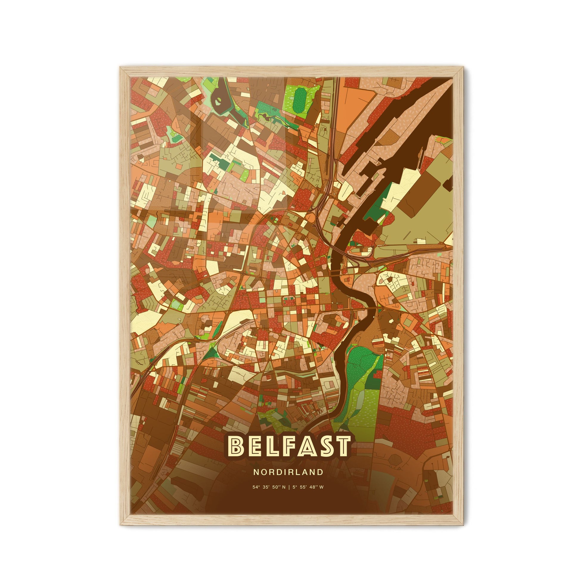 Colorful Belfast Northern Ireland Fine Art Map Farmhouse