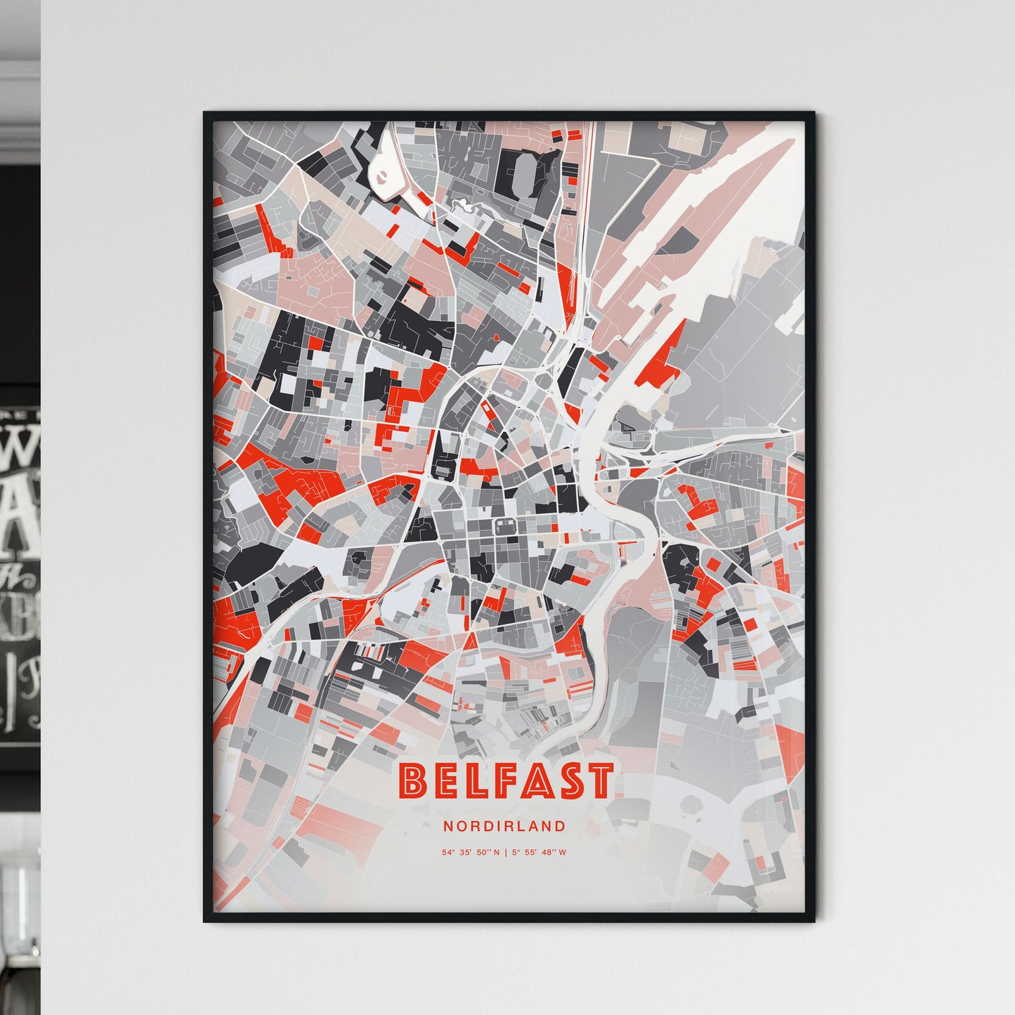 Colorful Belfast Northern Ireland Fine Art Map Modern Expressive