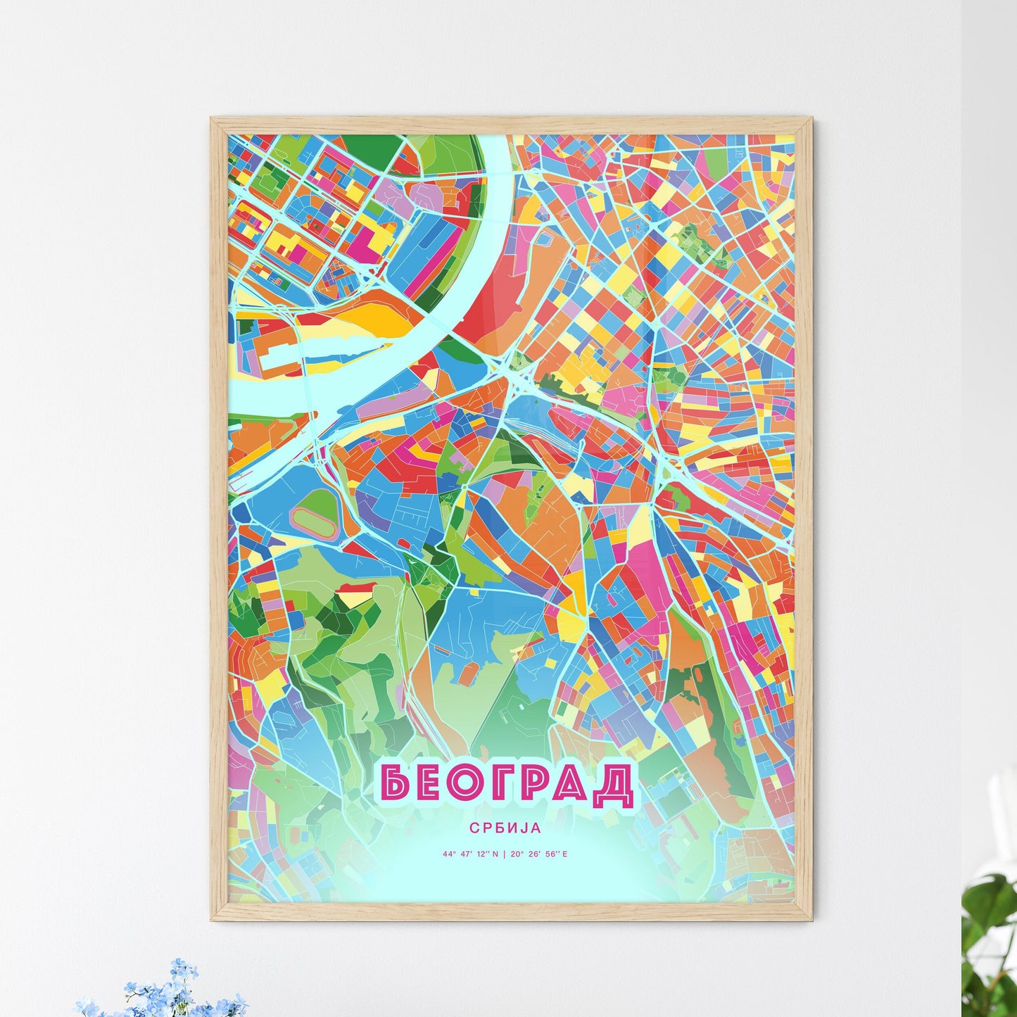 Colorful Belgrade Serbia Fine Art Map Crazy Colors