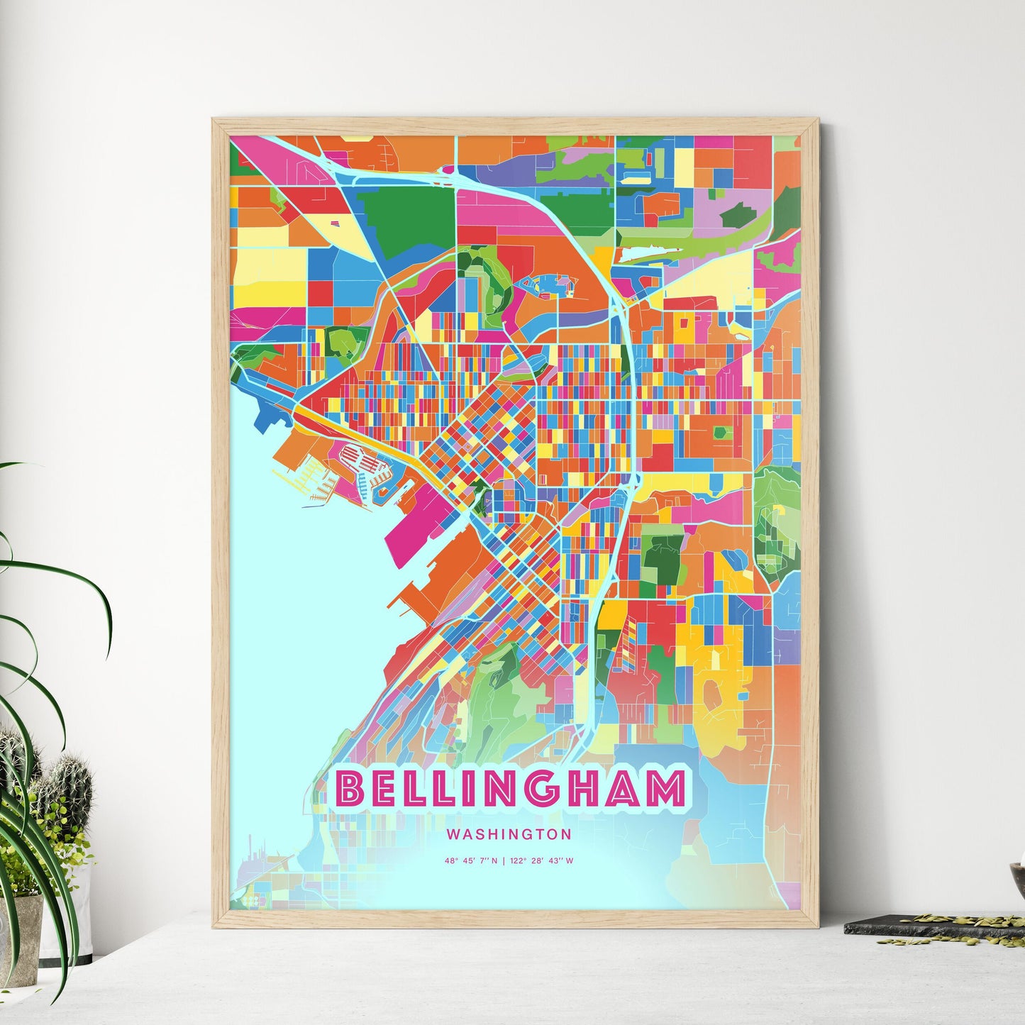 Colorful Bellingham Washington Fine Art Map Crazy Colors
