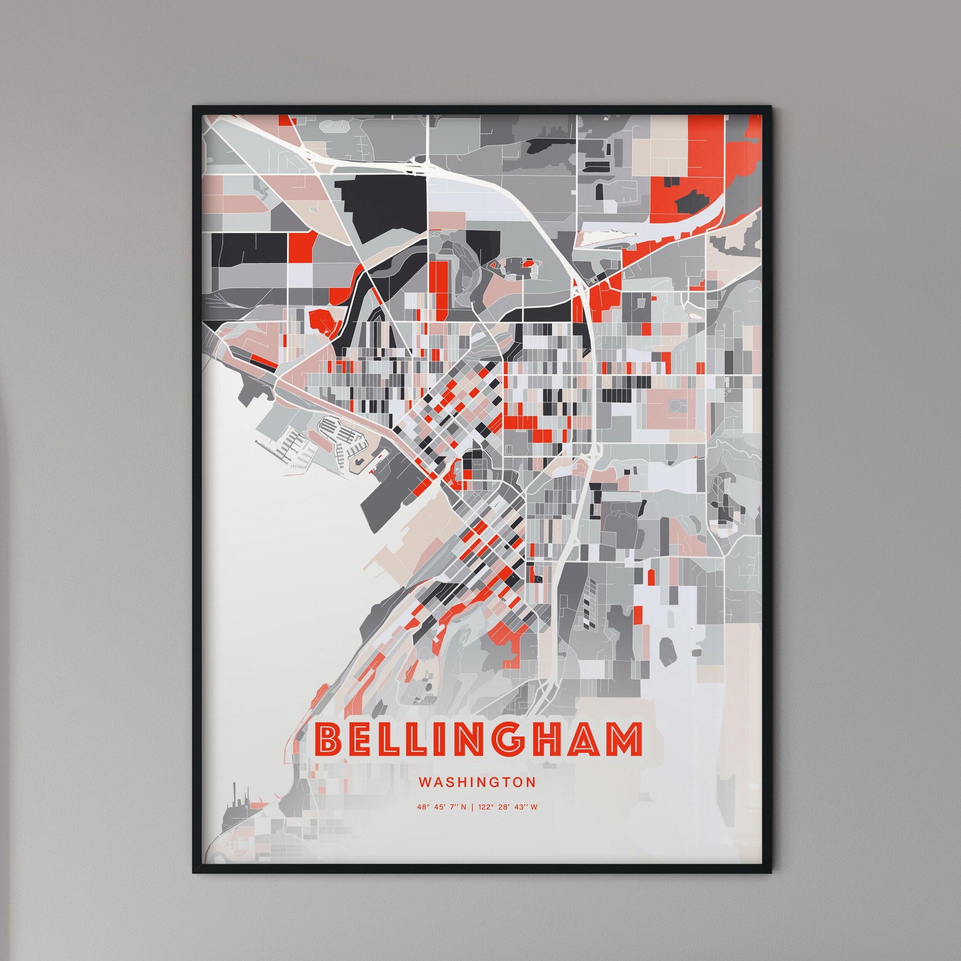 Colorful Bellingham Washington Fine Art Map Modern Expressive