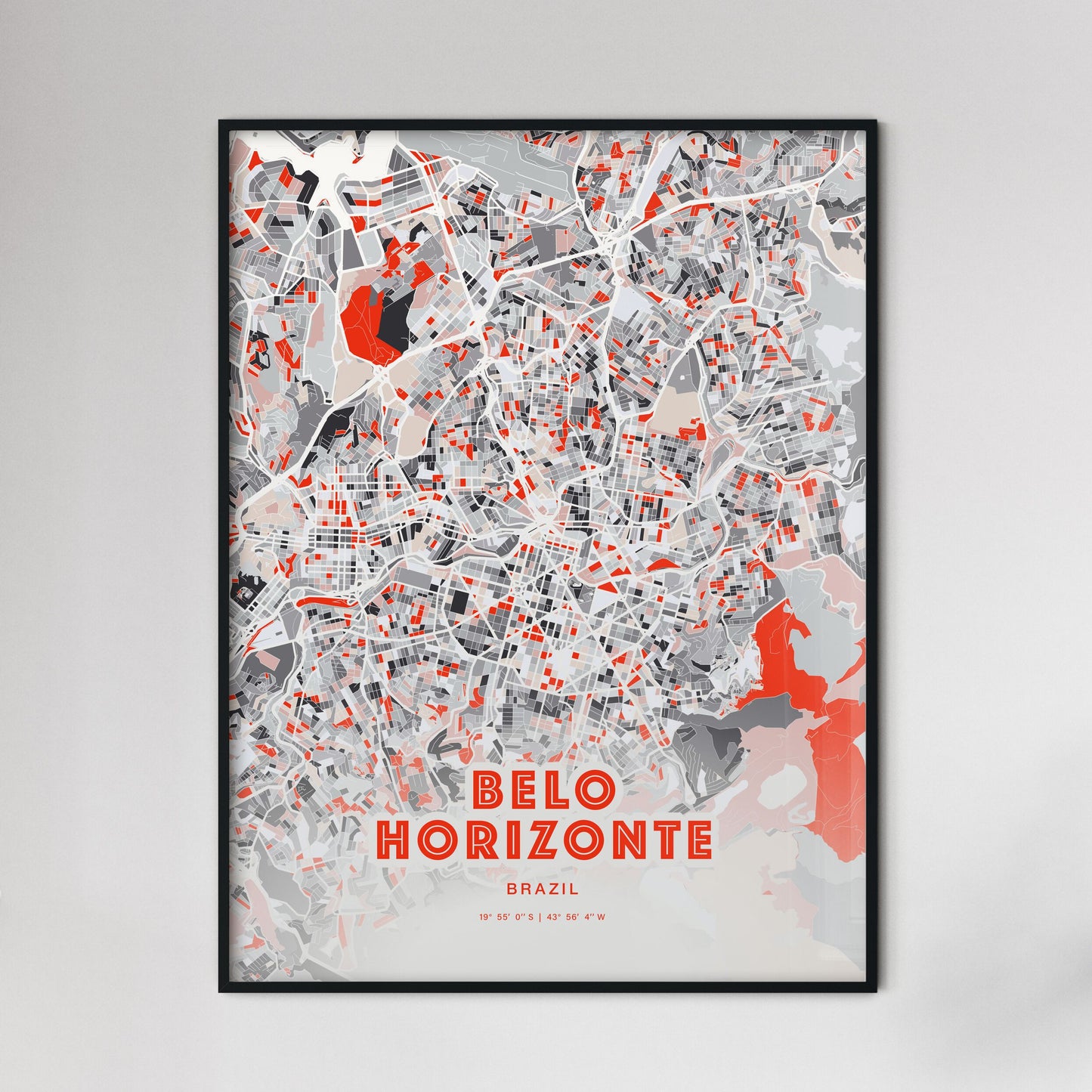 Colorful Belo Horizonte Brazil Fine Art Map Modern Expressive