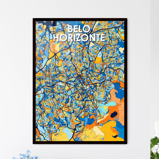 BELO HORIZONTE BRAZIL Vibrant Colorful Art Map Poster Blue Orange