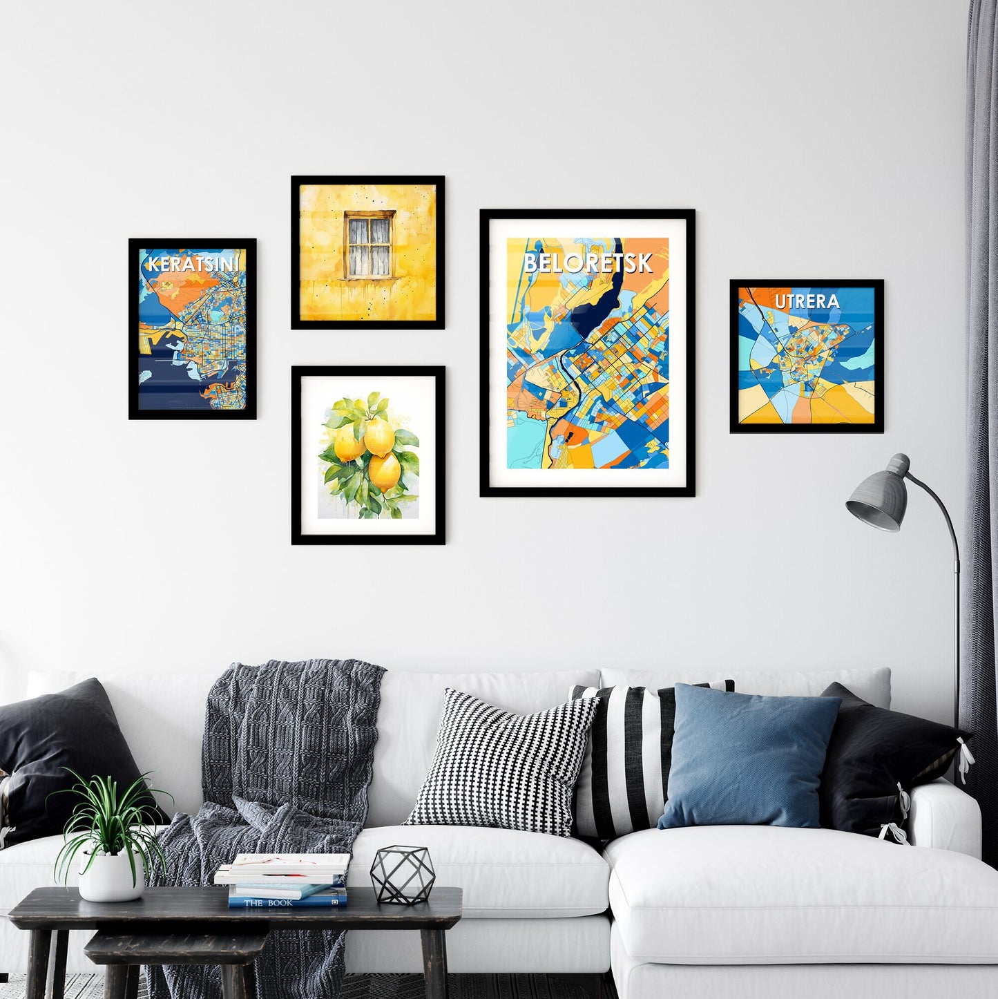 BELORETSK RUSSIA Vibrant Colorful Art Map Poster Blue Orange