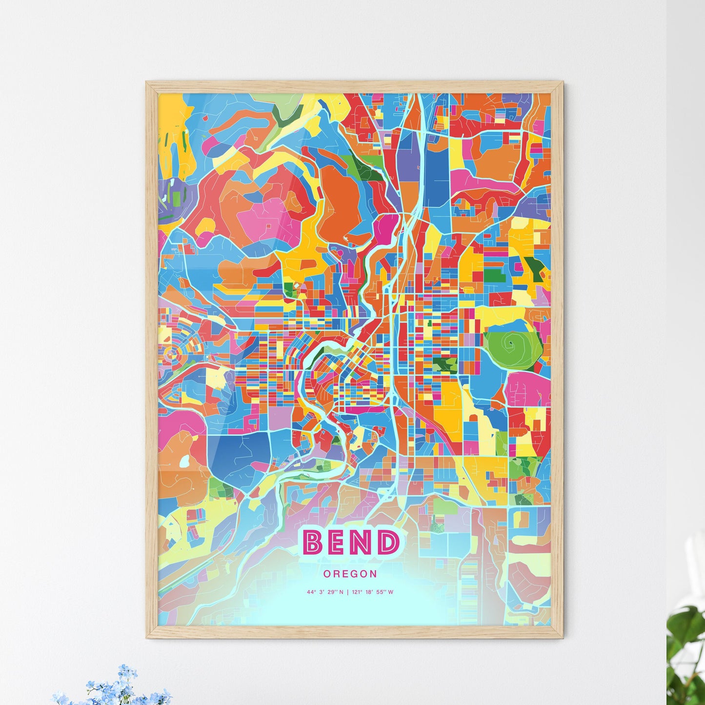 Colorful Bend Oregon Fine Art Map Crazy Colors