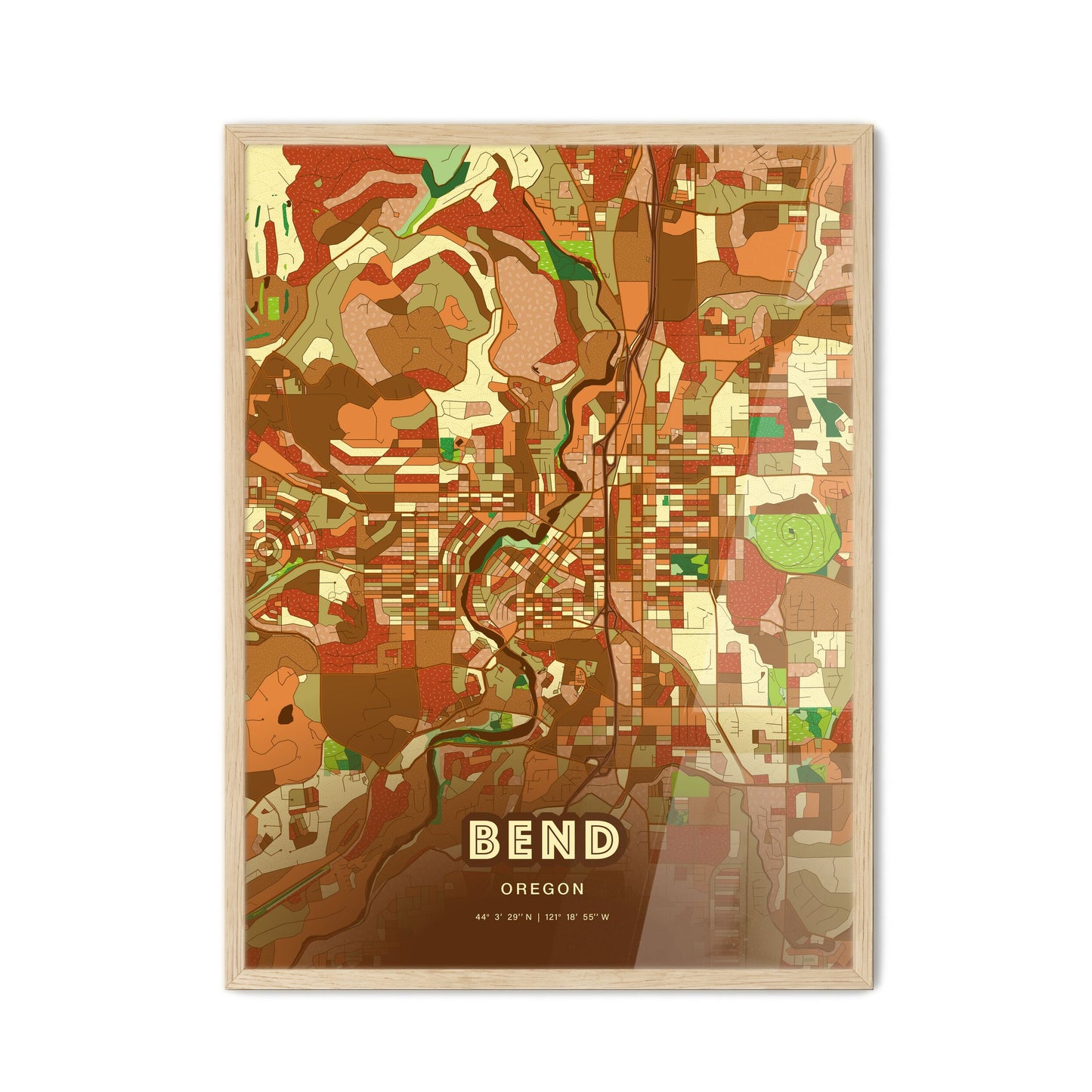 Colorful Bend Oregon Fine Art Map Farmhouse