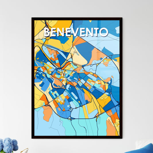 BENEVENTO ITALY Vibrant Colorful Art Map Poster Blue Orange