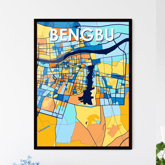 BENGBU CHINA Vibrant Colorful Art Map Poster Blue Orange