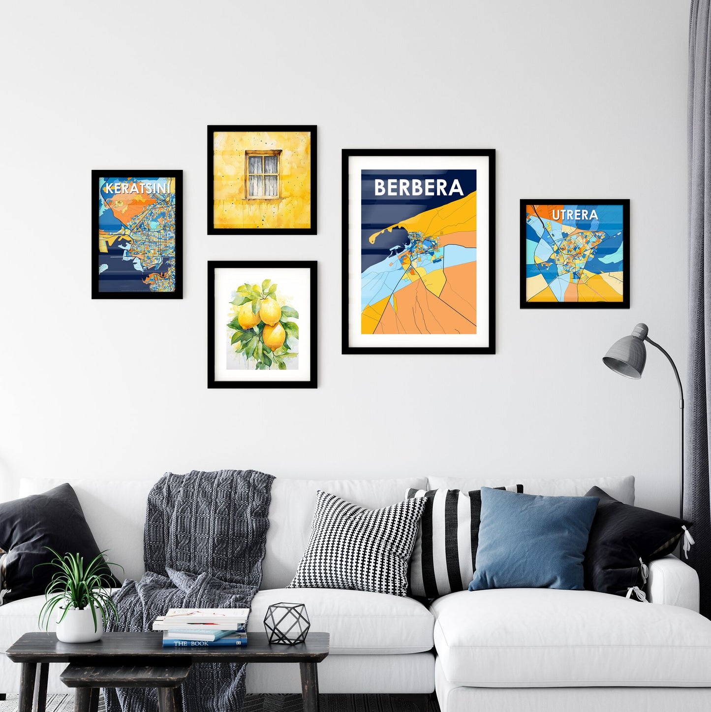 BERBERA SOMALIA Vibrant Colorful Art Map Poster Blue Orange