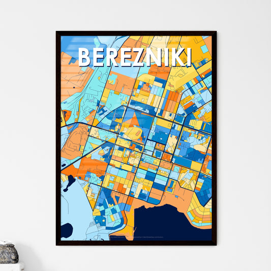 BEREZNIKI RUSSIA Vibrant Colorful Art Map Poster Blue Orange