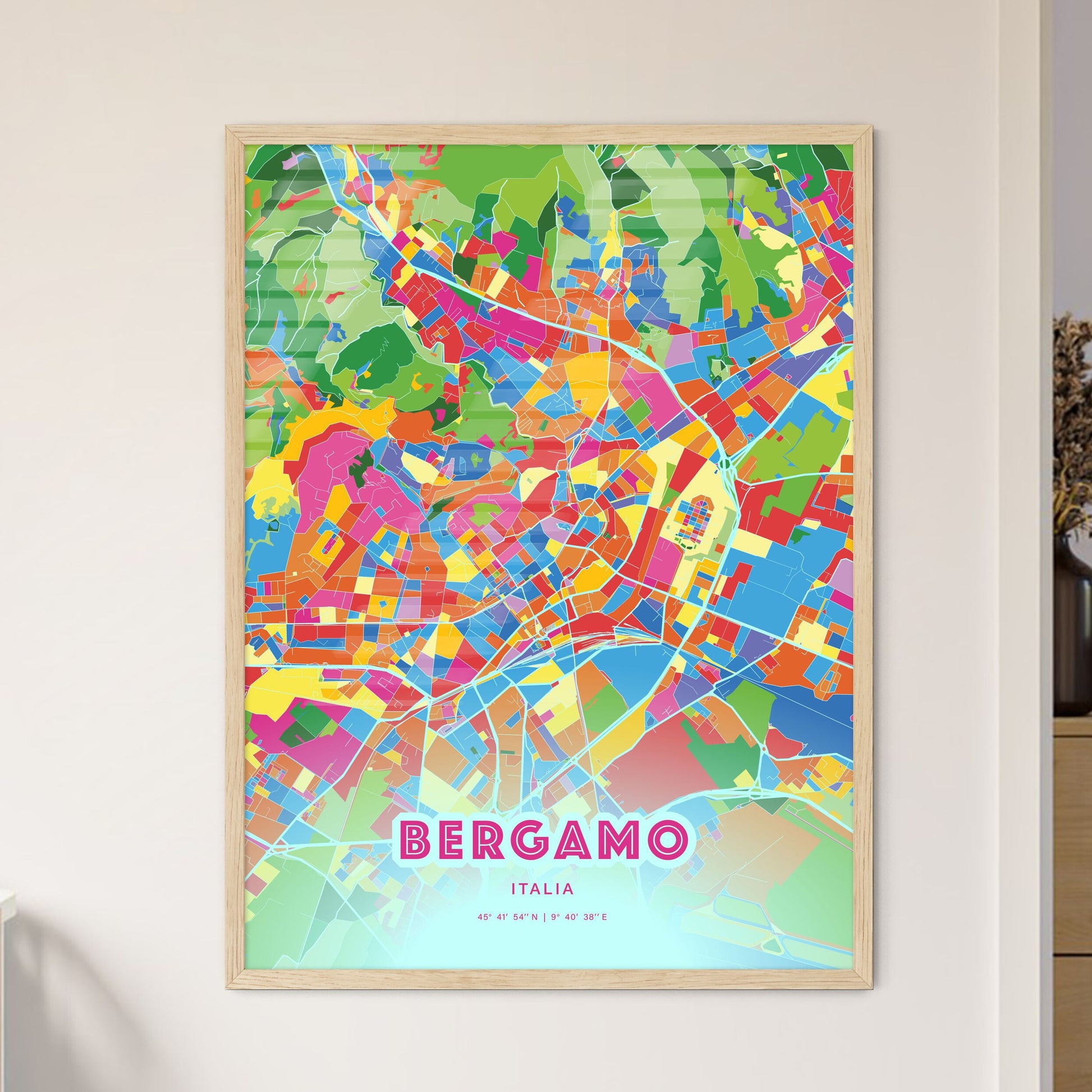 Colorful Bergamo Italy Fine Art Map Crazy Colors