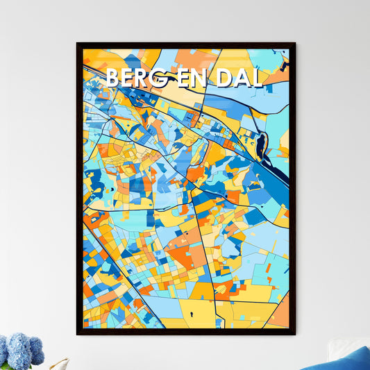 BERG EN DAL NETHERLANDS Vibrant Colorful Art Map Poster Blue Orange