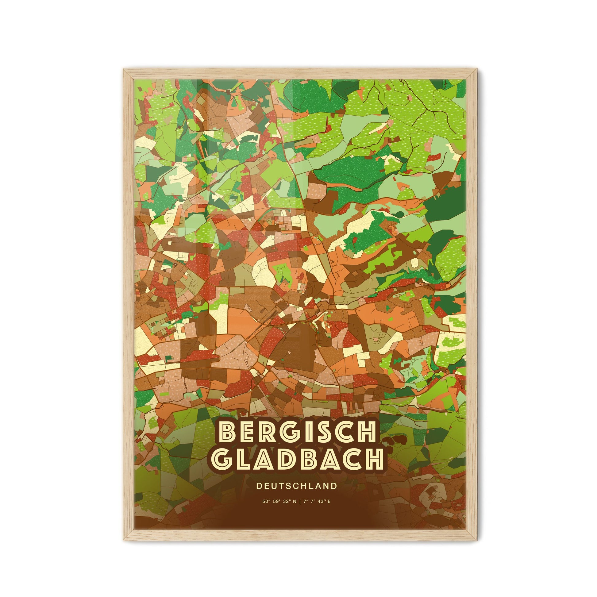 Colorful Bergisch Gladbach Germany Fine Art Map Farmhouse