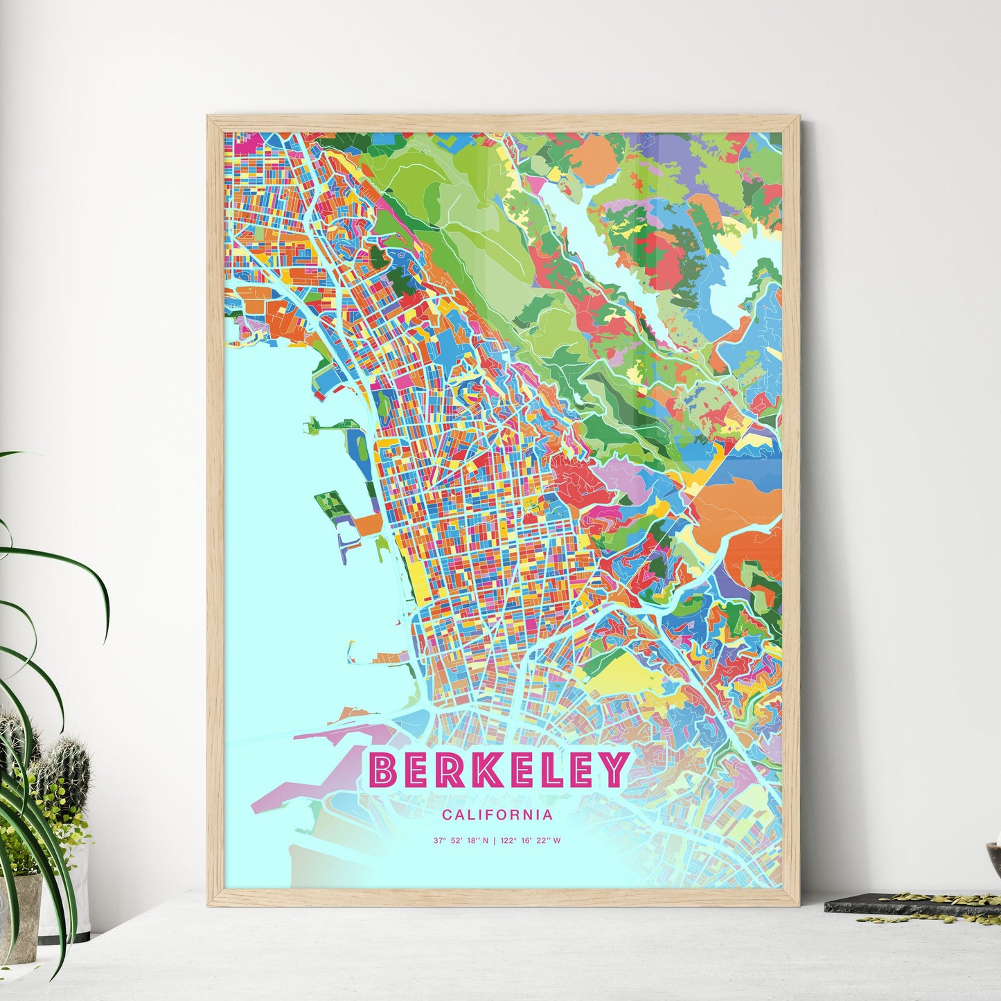 Colorful Berkeley California Fine Art Map Crazy Colors