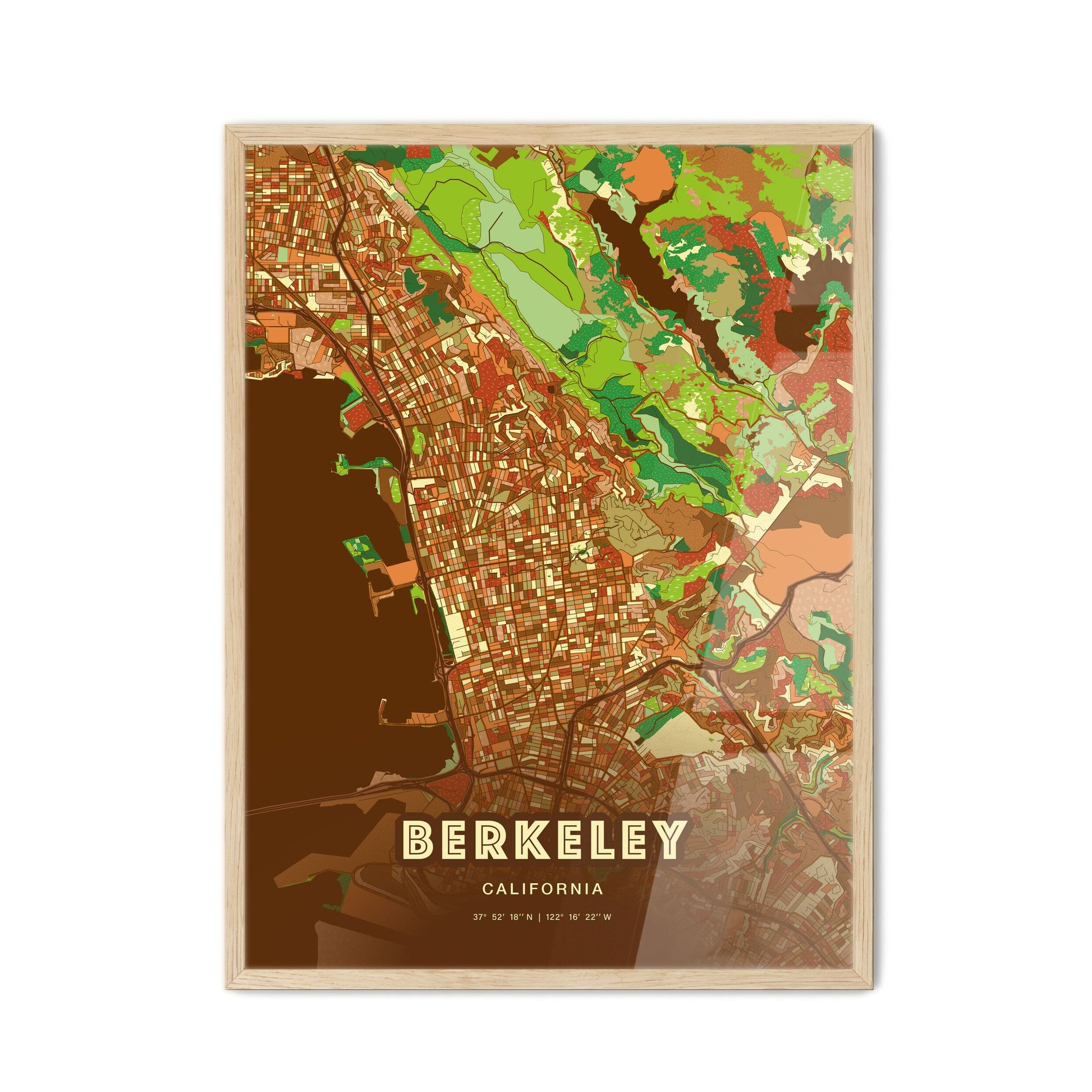 Colorful Berkeley California Fine Art Map Farmhouse