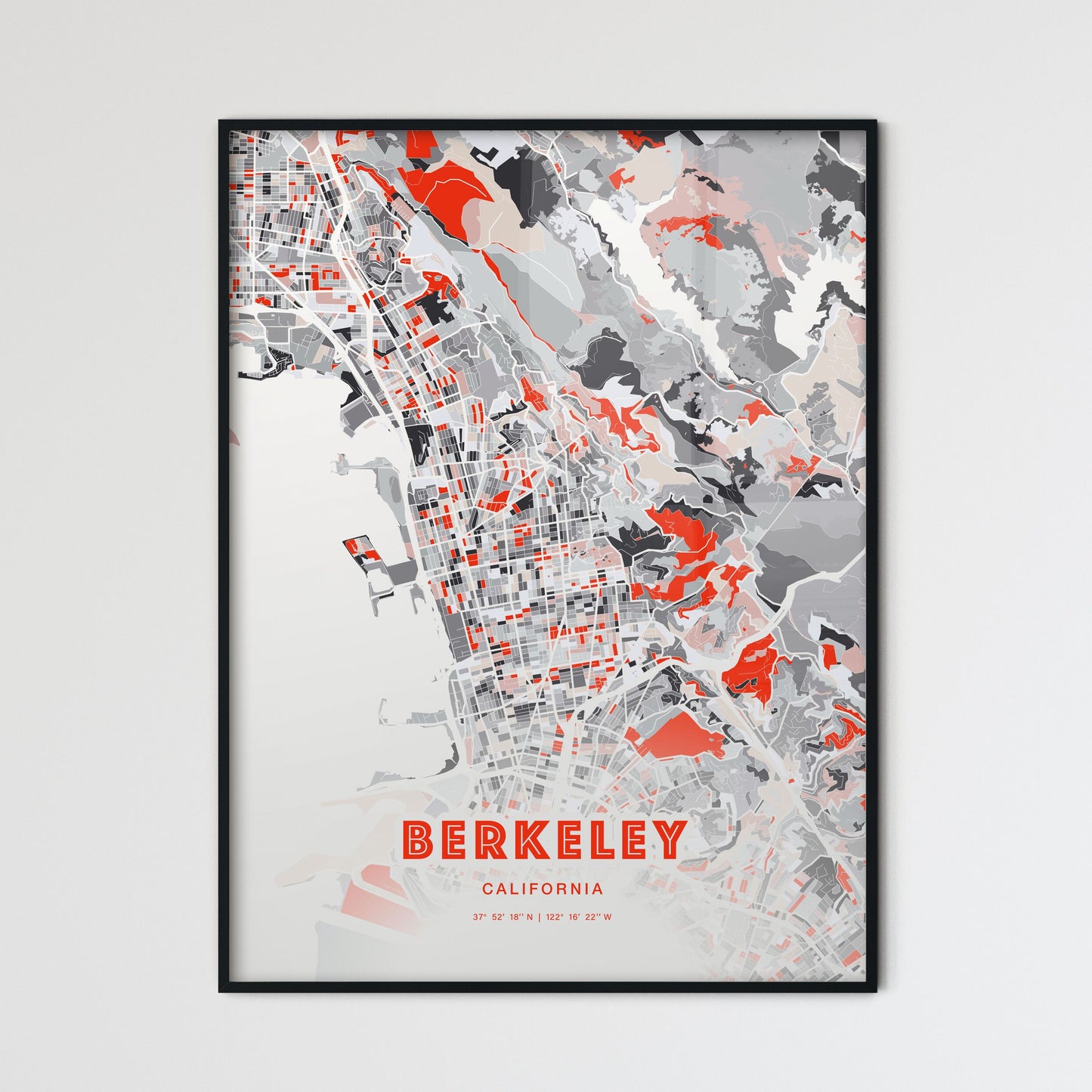 Colorful Berkeley California Fine Art Map Modern Expressive