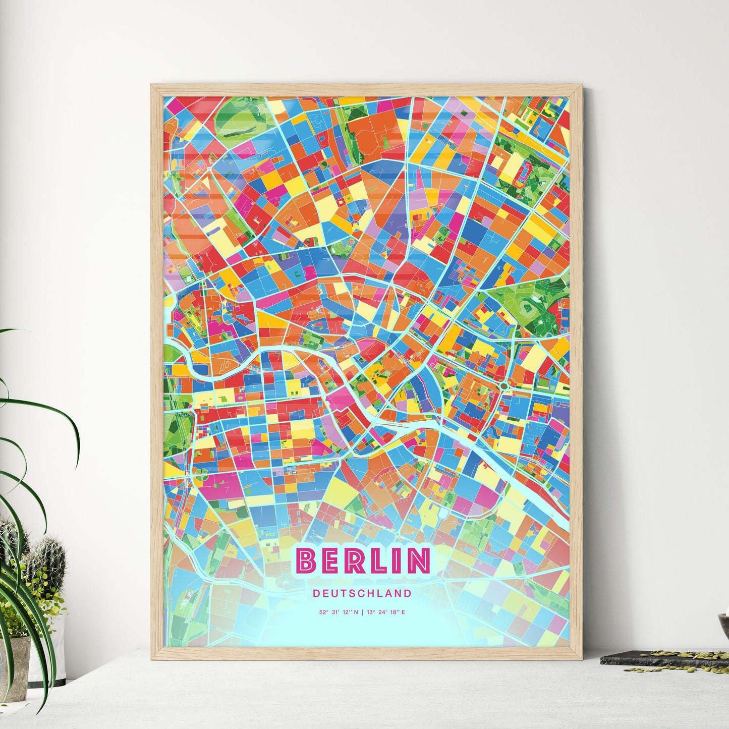 Colorful Berlin Germany Fine Art Map Crazy Colors