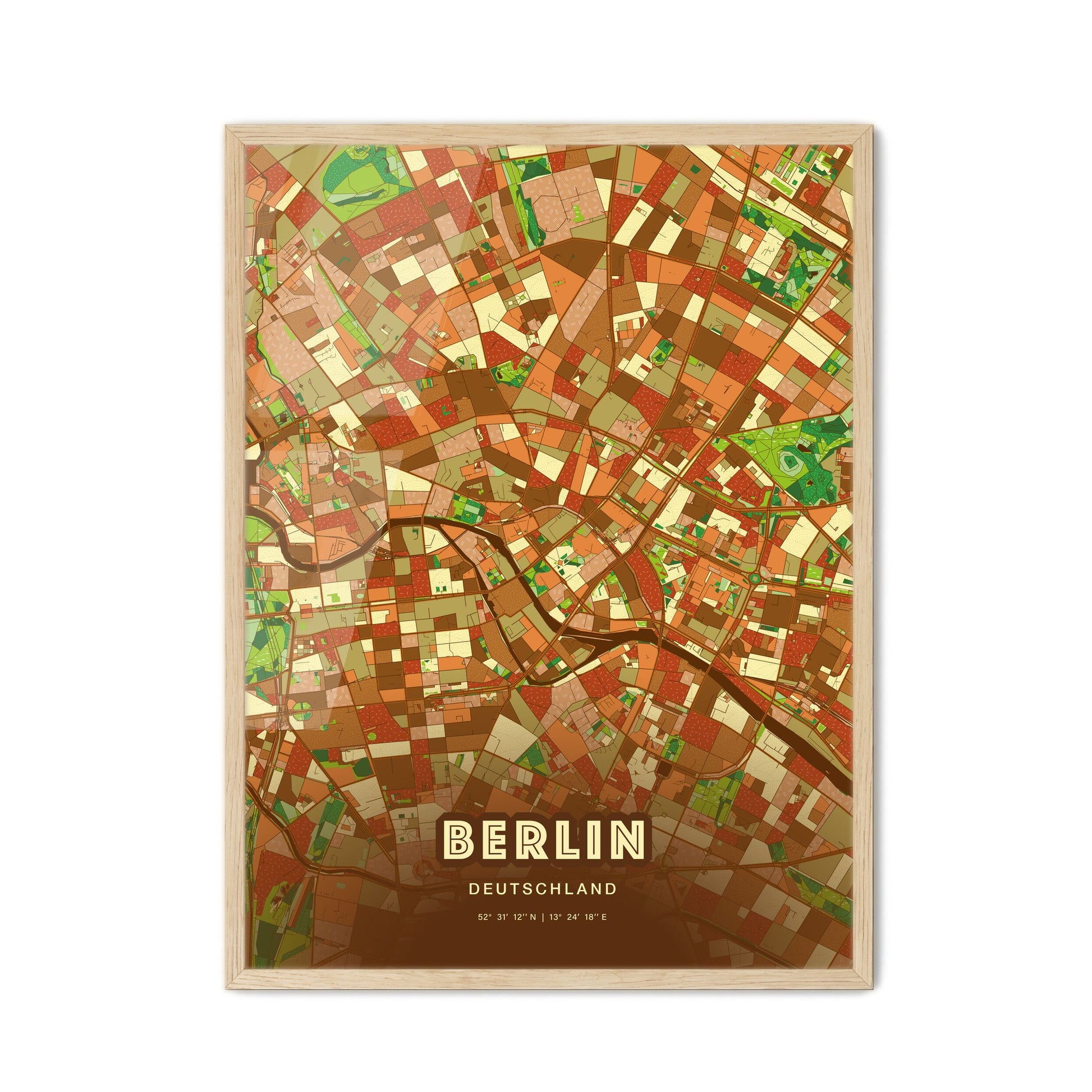 Colorful Berlin Germany Fine Art Map Farmhouse
