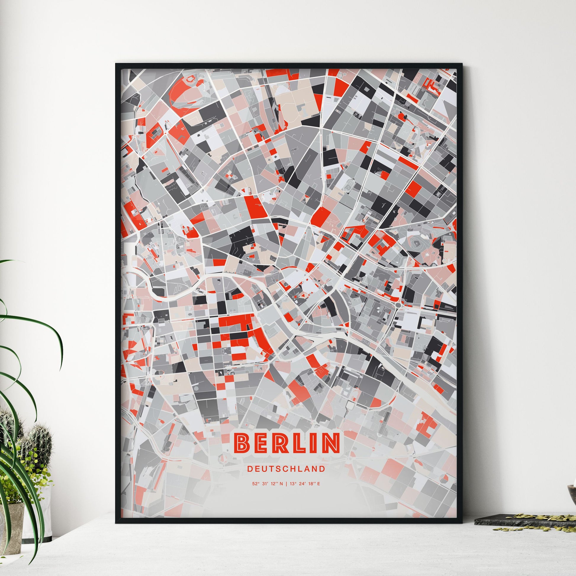 Colorful Berlin Germany Fine Art Map Modern Expressive
