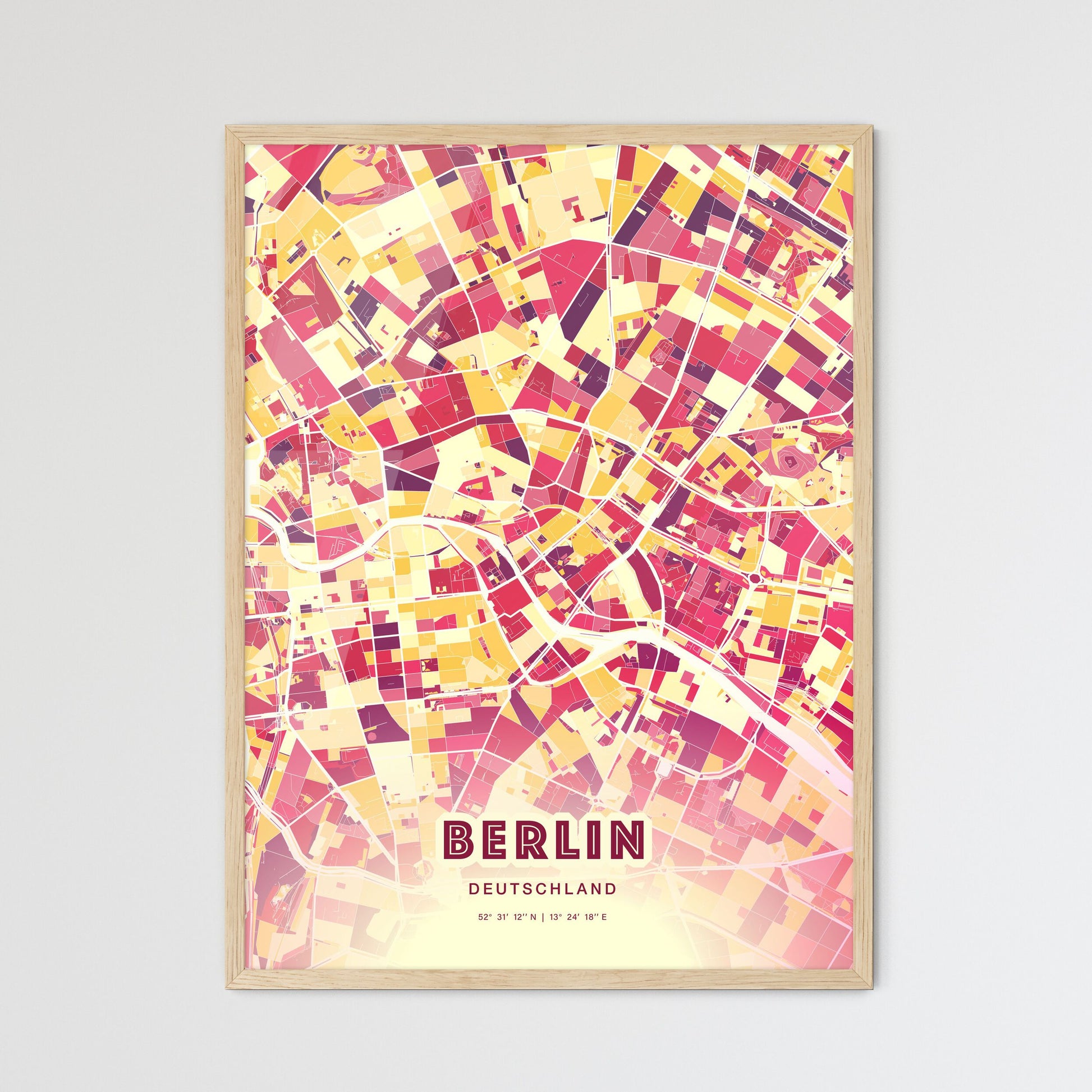 Colorful Berlin Germany Fine Art Map Hot Red