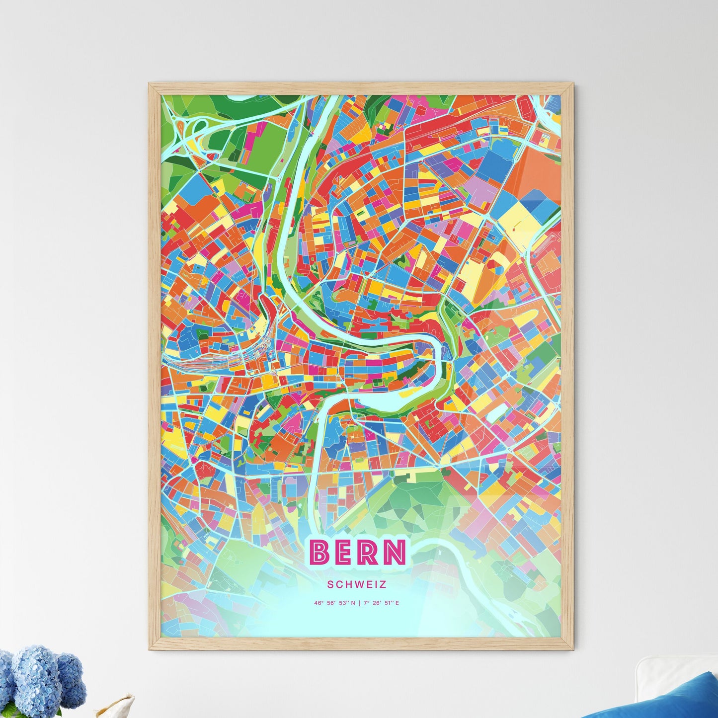 Colorful Bern Switzerland Fine Art Map Crazy Colors