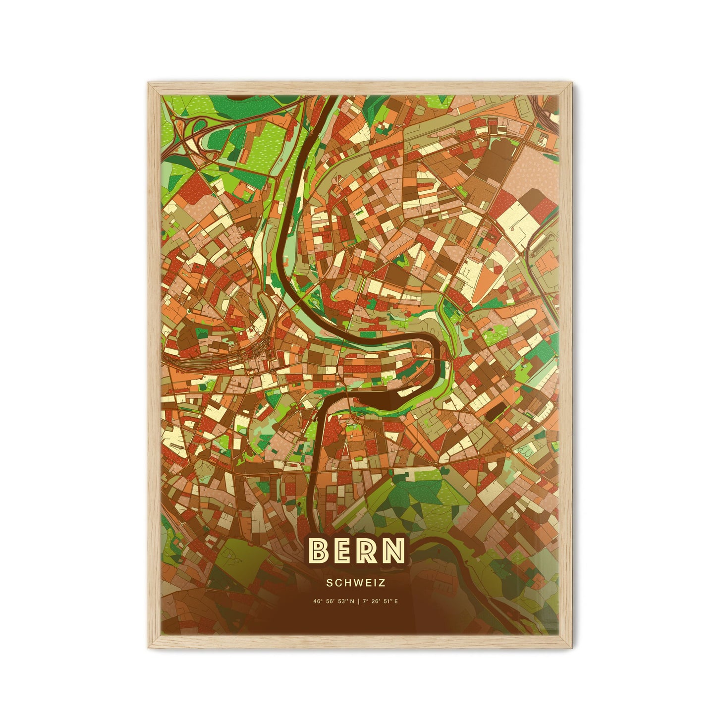 Colorful Bern Switzerland Fine Art Map Farmhouse